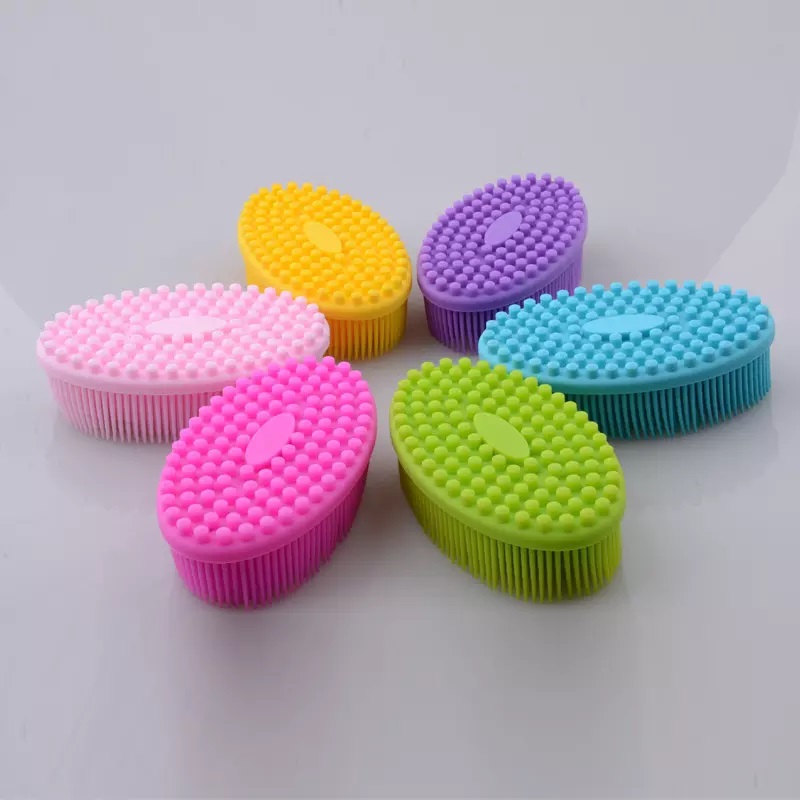 Double Sided Shower Exfoliation Brush Soft Silicone Bath Body Handheld Brush Scrubber