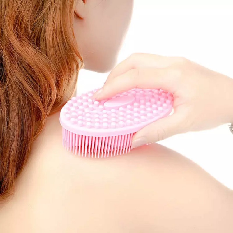 Double Sided Shower Exfoliation Brush Soft Silicone Bath Body Handheld Brush Scrubber