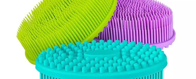 Double Sided Shower Exfoliation Brush Soft Silicone Bath Body Handheld Brush Scrubber