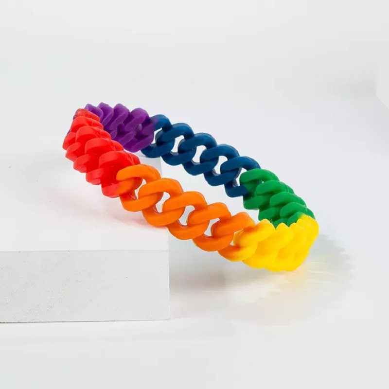 Fashion Multicolor Pin Silicone Twist simple Bracelet boy fashion silicone Rainbow Hollow bracelets