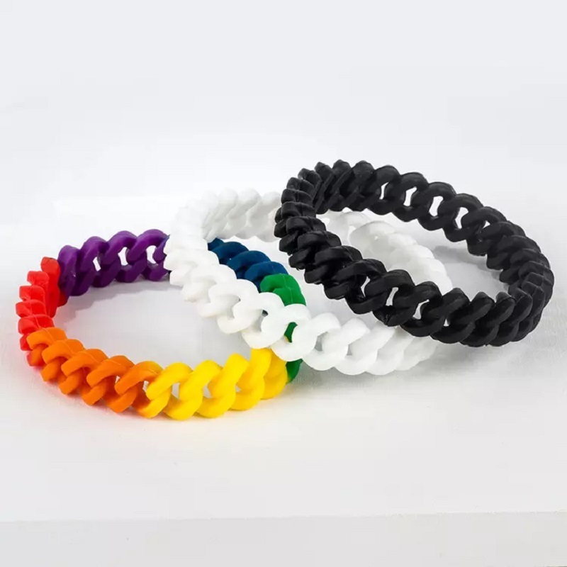 Fashion Multicolor Pin Silicone Twist simple Bracelet boy fashion silicone Rainbow Hollow bracelets