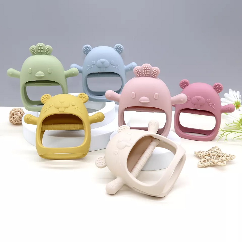 Food Grade New Teething Toys BPA Free Animal Never Drop Wrist Silicone Teether Baby