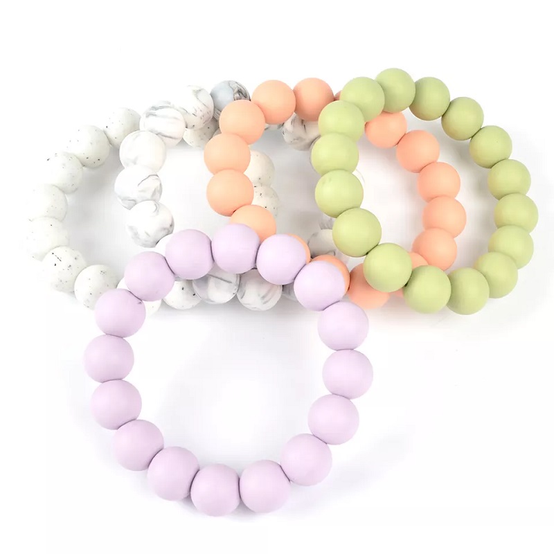 Food Grade Silicone Abacus Bead Wholesale Baby Teething Loose Flat Round Silicone Beaded Bracelet