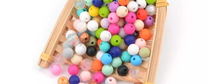 Hexagon Letter Chew Teeth Bead Custom Printed bracelet Bead Alphabet Round Silicone Beads