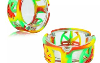 New Design Glass Ashtray With Silicone Cover Round Glass Ashtray Anti Collision Cigar Ashtray