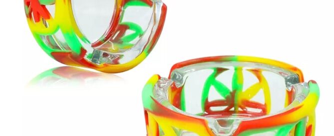 New Design Glass Ashtray With Silicone Cover Round Glass Ashtray Anti Collision Cigar Ashtray