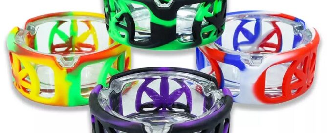 New Design Glass Ashtray With Silicone Cover Round Glass Ashtray Anti Collision Cigar Ashtray