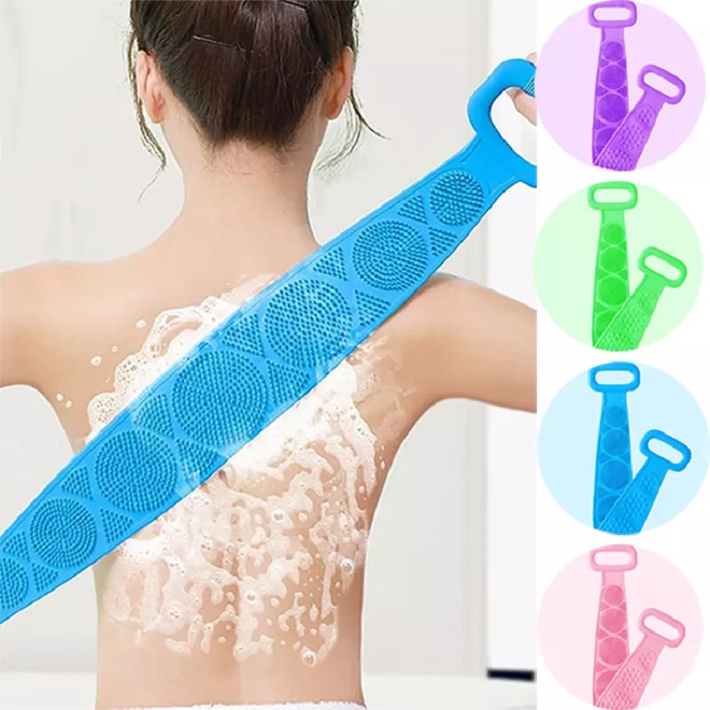 Soft Bath Message Towel Wash Body Back Brush Belt Exfoliating Silicone Body Scrubber