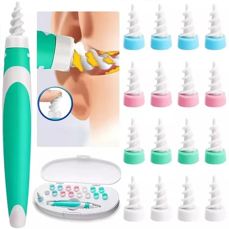 Soft Safe Silicone Ear Wax Earwax Removal Tool with 16 Tips Spiral Smart Ear Cleaner