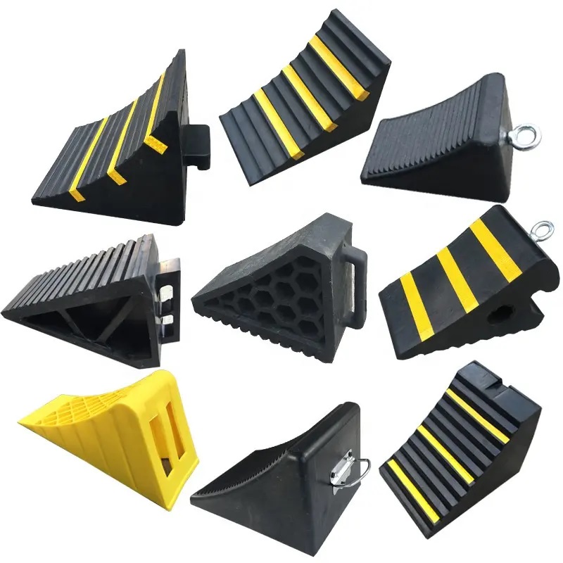 Durable Solid Truck Motorcycle Wheel Chock Stand Rubber Wheel Chock For Most Vehicles