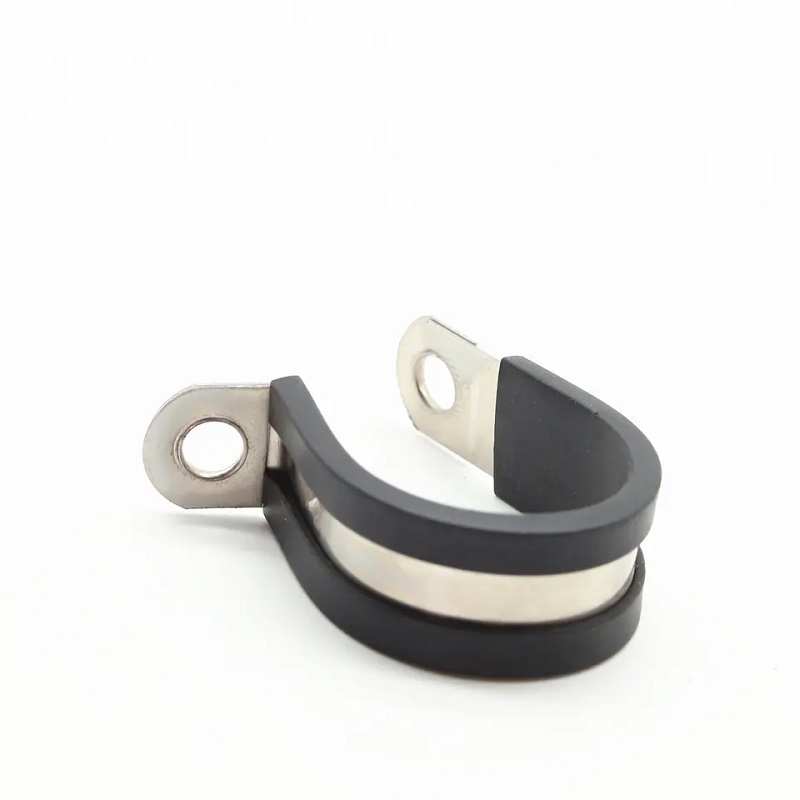 High Quality 304 Stainless Steel P Type Clip Hose Clamp With Rubber Lined Rubber Fitting Hose Clamp