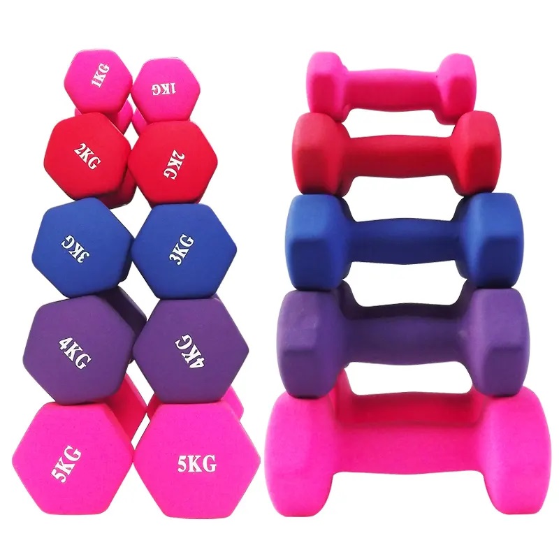 Home Use Fitness Gym Weight Hex Equipment Rubber 1kg 5kg man women pink dumbbell gym rubber