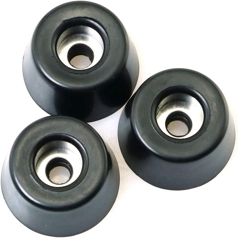 Black Round Rubber Feet Bumpers with Screws and Stainless Steel Washers for Industrial Round Furniture Pad screw on rubber feet