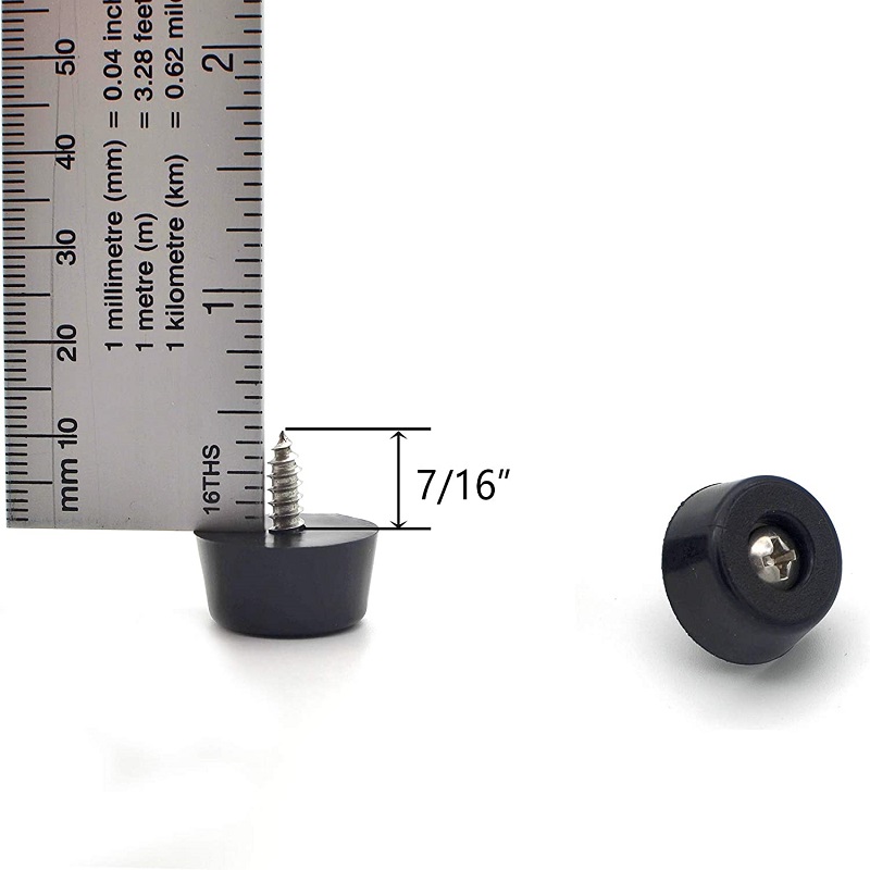 Black Round Rubber Feet Bumpers with Screws and Stainless Steel Washers for Industrial Round Furniture Pad screw on rubber feet