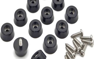 Black Round Rubber Feet Bumpers with Screws and Stainless Steel Washers for Industrial Round Furniture Pad screw on rubber feet