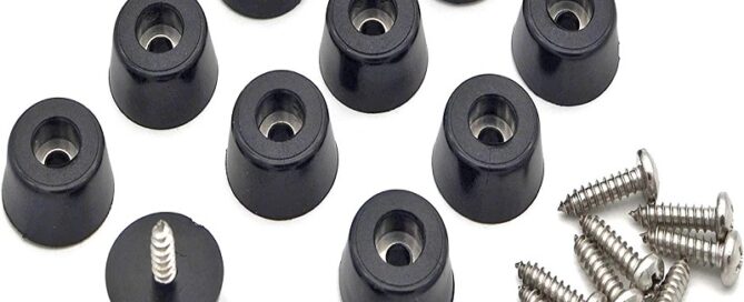 Black Round Rubber Feet Bumpers with Screws and Stainless Steel Washers for Industrial Round Furniture Pad screw on rubber feet