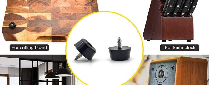 Black Round Rubber Feet Bumpers with Screws and Stainless Steel Washers for Industrial Round Furniture Pad screw on rubber feet