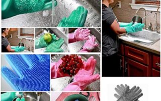 Magic rubber Dishwashing Cleaning Gloves Reusable Silicone Brush Scrubber Gloves