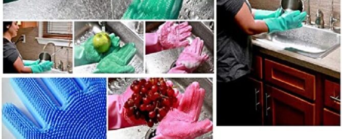 Magic rubber Dishwashing Cleaning Gloves Reusable Silicone Brush Scrubber Gloves