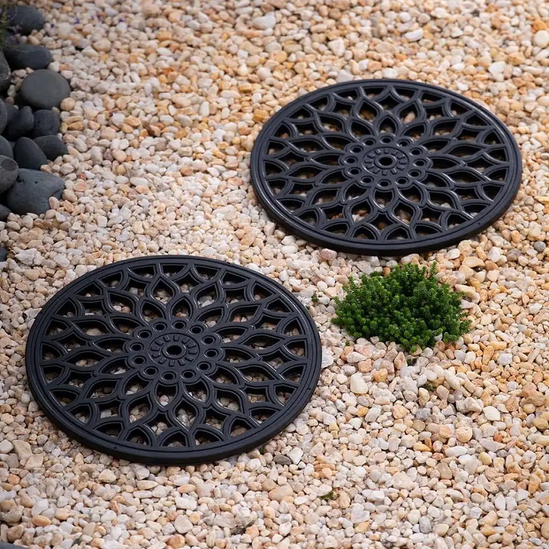 Recycled rubber stepping stones Eco-friendly Garden Paving Round Rubber Flagstone Stepping Stone For Garden Park