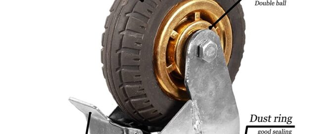 Rubber caster wheels Heavy Duty Rubber Swivel Caster Quiet Anti-Skid with Brake 360 Degree Double Ball Bearing Castors