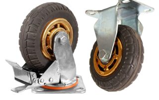 Rubber caster wheels Heavy Duty Rubber Swivel Caster Quiet Anti-Skid with Brake 360 Degree Double Ball Bearing Castors