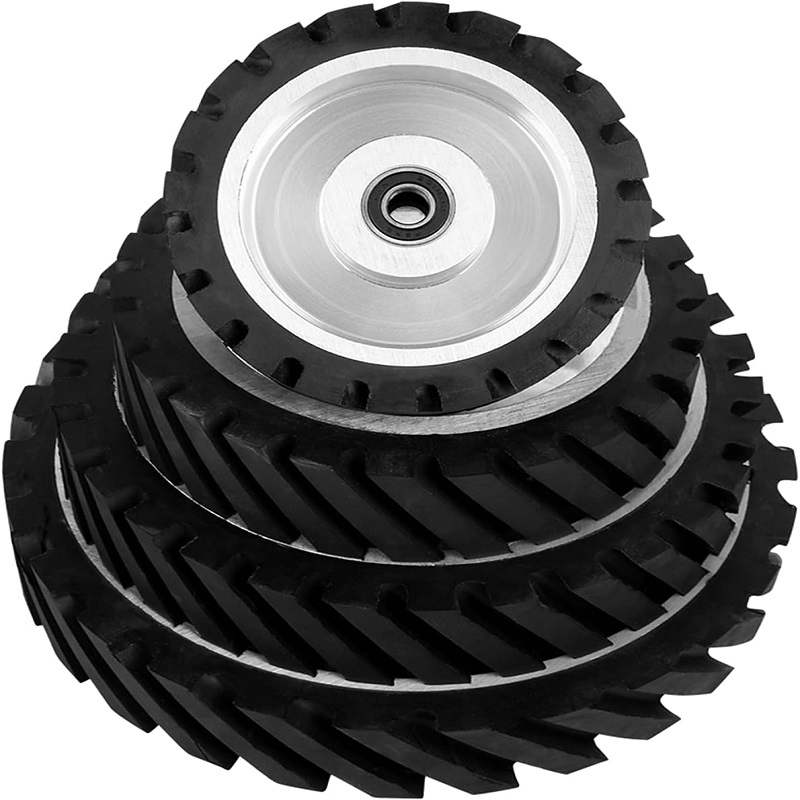 8 Inch Serrated Rubber Grinder Belt Contact Rubber Wheel for Polishing