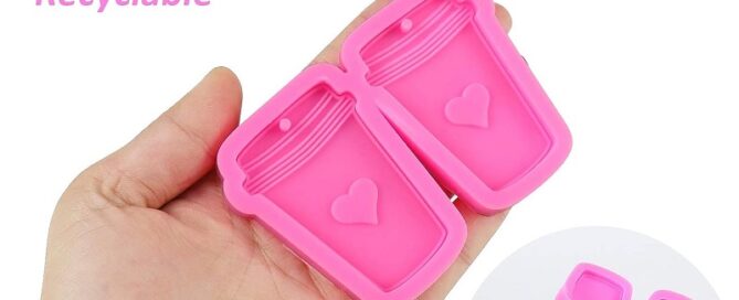 Coffee Cups Silicone Keychain Resin Mold Love Heart Dog Tags Epoxy Casting Molds Silicone Mold For Metal Casting