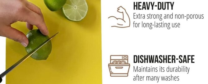 Grip Cutting Boards for Kitchen Durable Mats with Food Icons Slip Resistant Large Mat for Meat