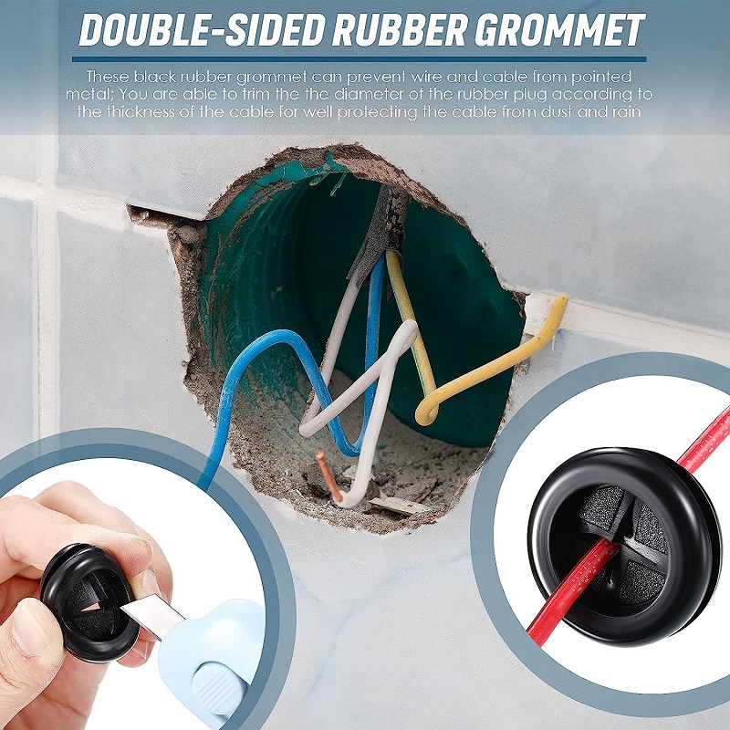 Rubber Grommet For Downpipe Round Rubber Plug Hole Grommet Firewall Gasket Kit for Protecting Cable Wire