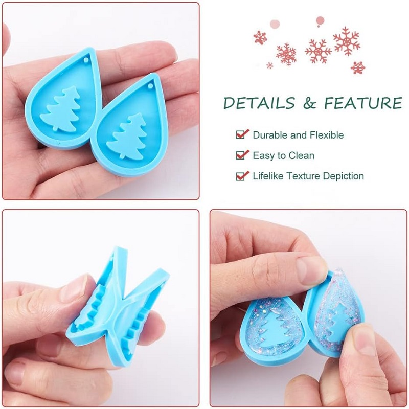 Silicone Mold For Metal Casting Christmas Theme Teardrop Silicone Mould Resin Casting Molds with Christmas Tree