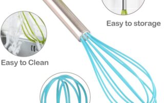 Silicone Whisks for Cooking Stainless Steel & Silicone Egg Beater Silicone Twist Whisk