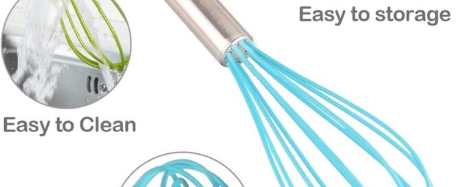 Silicone Whisks for Cooking Stainless Steel & Silicone Egg Beater Silicone Twist Whisk