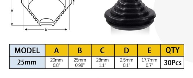 25mm blanking grommet 25mm Rubber Grommets Kit Tower Shaped Drill Hole Grommets Wire Protection
