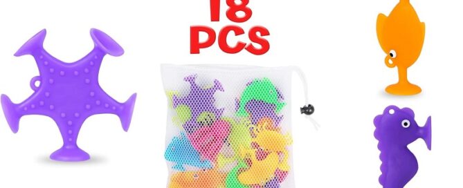 Baby Suction Cup Toys Silicone Ocean Animals Sucker Toys Fine Rubber Float