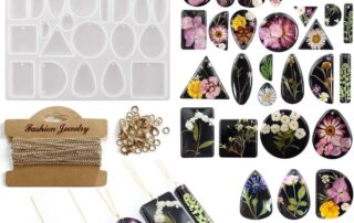 Casting Silicone Rubber Parts 38 Cavities Jewelry Pendant Resin Molds Chain Set Silicone Pendant Mold