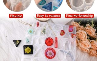 Casting Silicone Rubber Parts 38 Cavities Jewelry Pendant Resin Molds Chain Set Silicone Pendant Mold