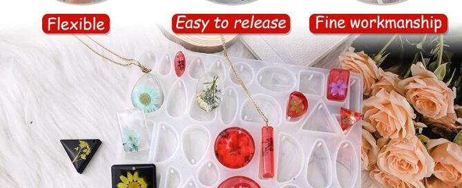 Casting Silicone Rubber Parts 38 Cavities Jewelry Pendant Resin Molds Chain Set Silicone Pendant Mold