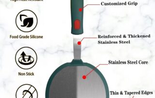 Kitchen Non-Stick Cookware Safe Wide Pancake Spatula 600°F Heat Resistant Silicone Trowel & Scraper