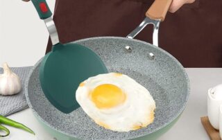 Kitchen Non-Stick Cookware Safe Wide Pancake Spatula 600°F Heat Resistant Silicone Trowel & Scraper