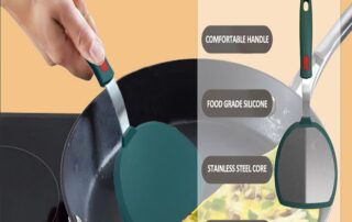 Kitchen Non-Stick Cookware Safe Wide Pancake Spatula 600°F Heat Resistant Silicone Trowel & Scraper