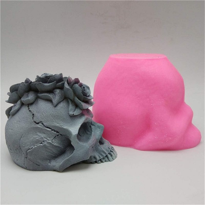 No-nonsense Silicone Tool Skull Rose Candle Silicone Mold Resin Chocolate Candle Art Mold Halloween