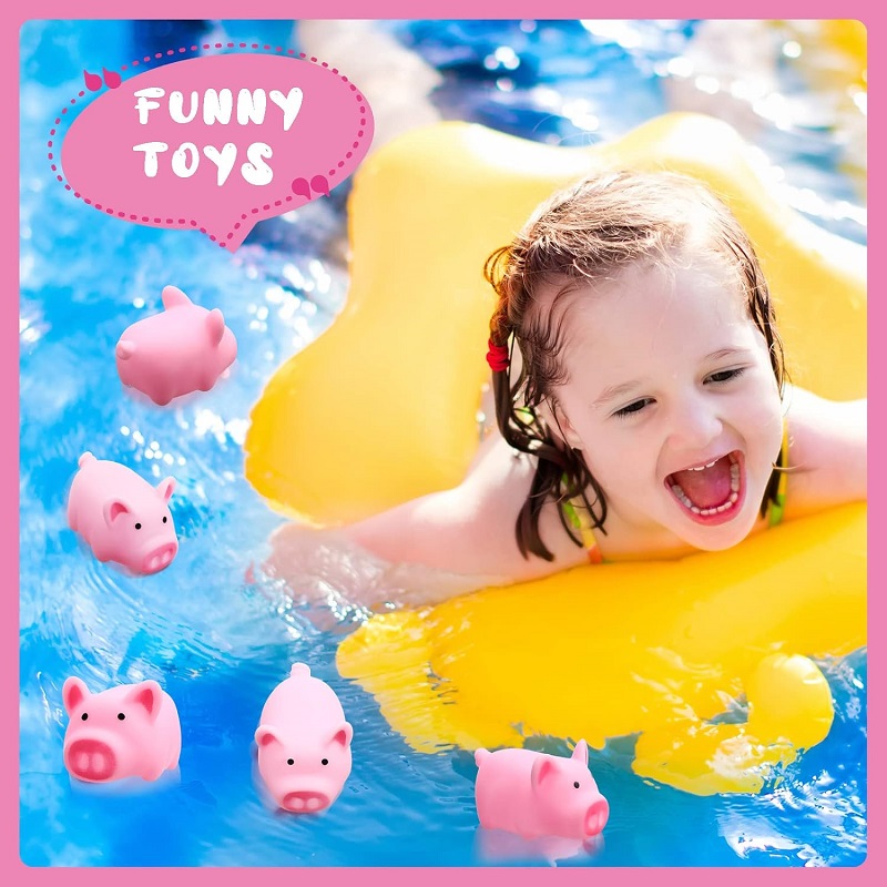 Rubber Pig Bath Toy Bulk Tiny Pig Toys Float Squeak Bathtub Toys for Baby Shower