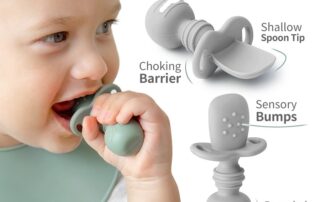 Silicone Baby Spoons Self Feeding First Stage Baby Led Weaning Feeding Supplies Rubber Tool Handle Dip