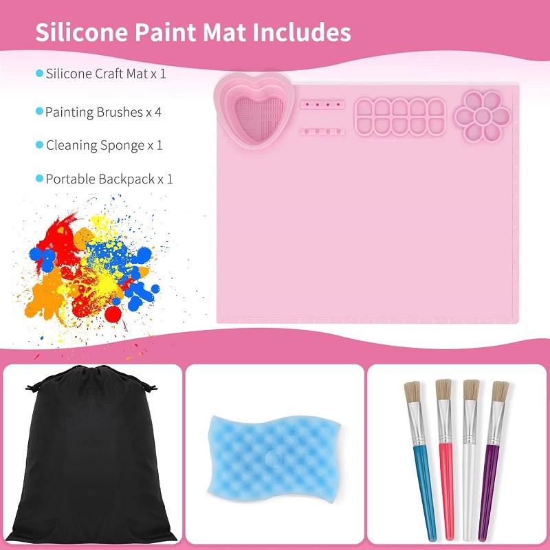 Silicone Craft Mat with Cup Large Silicone Mat for Resin Casting Non-Deforming Silicone Artist Mat for Painting