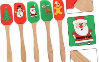 Silicone Gingerbread Spatula Christmas Baking Spatulas Wooden Handles Flexible Trim Baking Tool