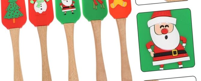 Silicone Gingerbread Spatula Christmas Baking Spatulas Wooden Handles Flexible Trim Baking Tool
