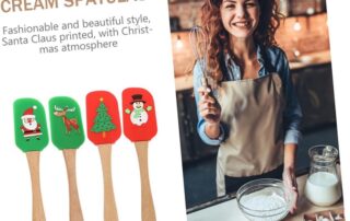 Silicone Gingerbread Spatula Christmas Baking Spatulas Wooden Handles Flexible Trim Baking Tool