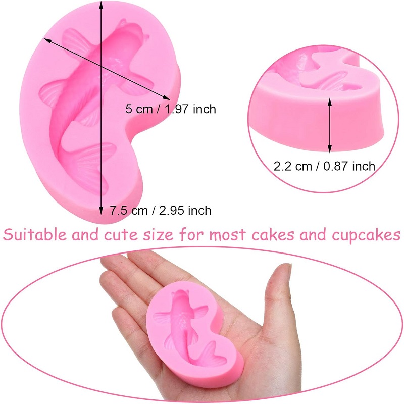 2-Piece Silicone Mold Koi Fish Silicone Fish Candy Fondant Mold Small Size Fish Shaped Chocolate Baking Mold