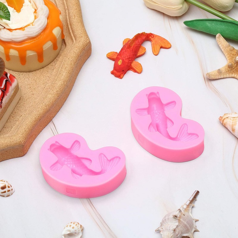 2-Piece Silicone Mold Koi Fish Silicone Fish Candy Fondant Mold Small Size Fish Shaped Chocolate Baking Mold